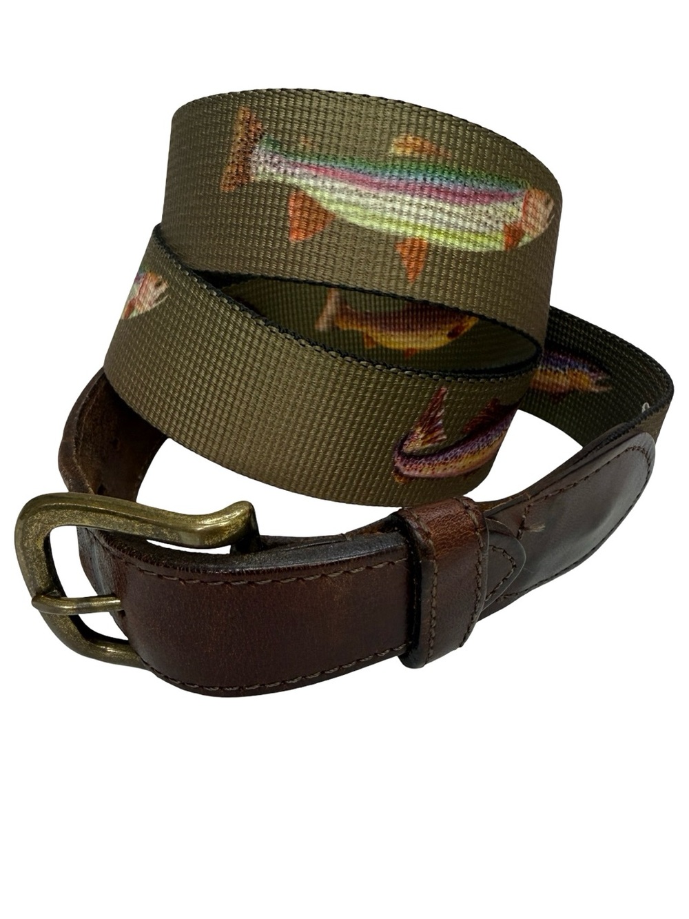 Orvis Fish Trout Belt Brass Tone Buckle Holes 38"-42" Full length Approx 45"